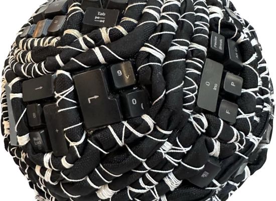 Title: World / Ease of Access to the Farthest Point Work Size: 70 cm Medium: Keyboard and fabrics